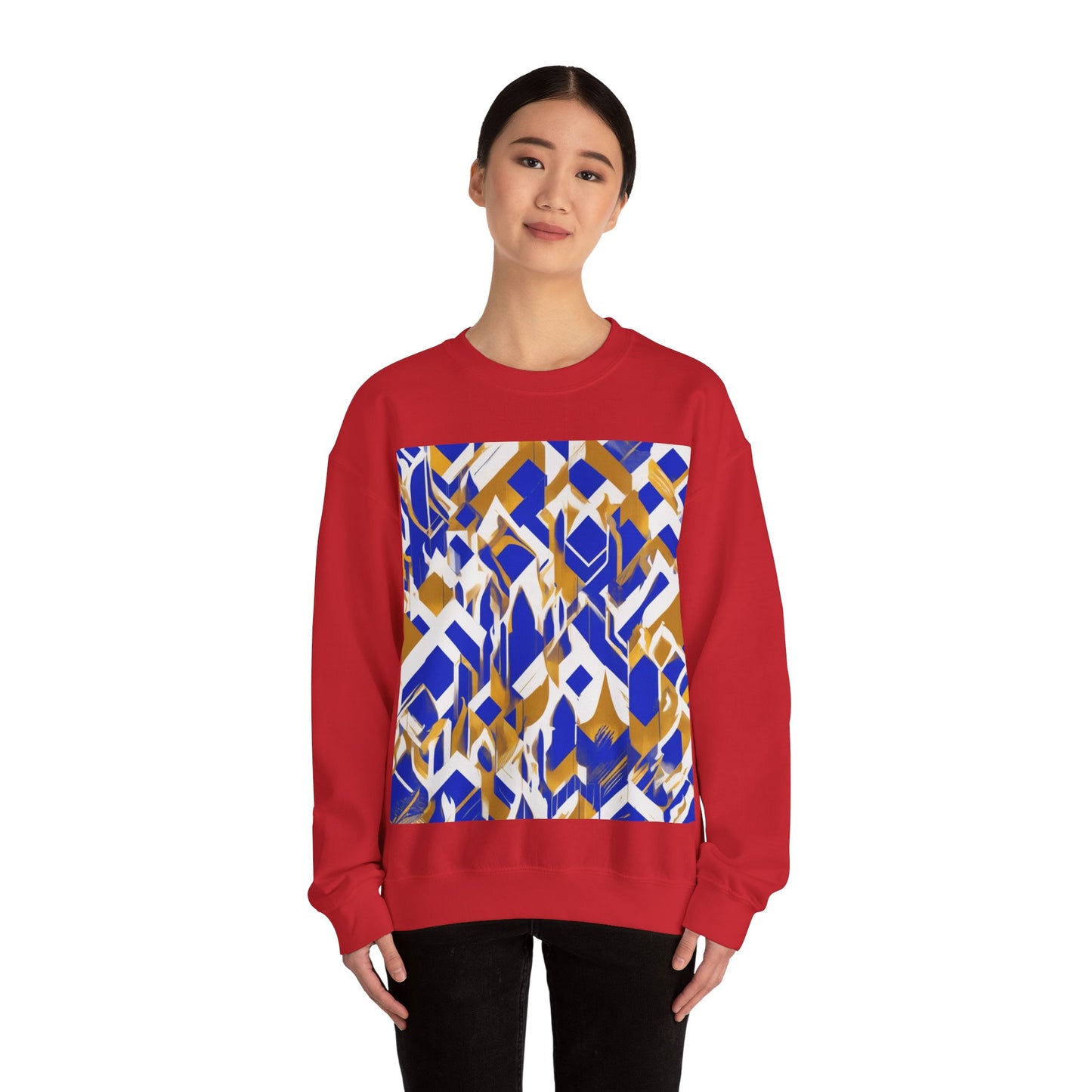 boostlete-field-day-icon-flame-glitch-geometric-0090 — Unisex Heavy Blend Crewneck Sweatshirt (Gildan)
