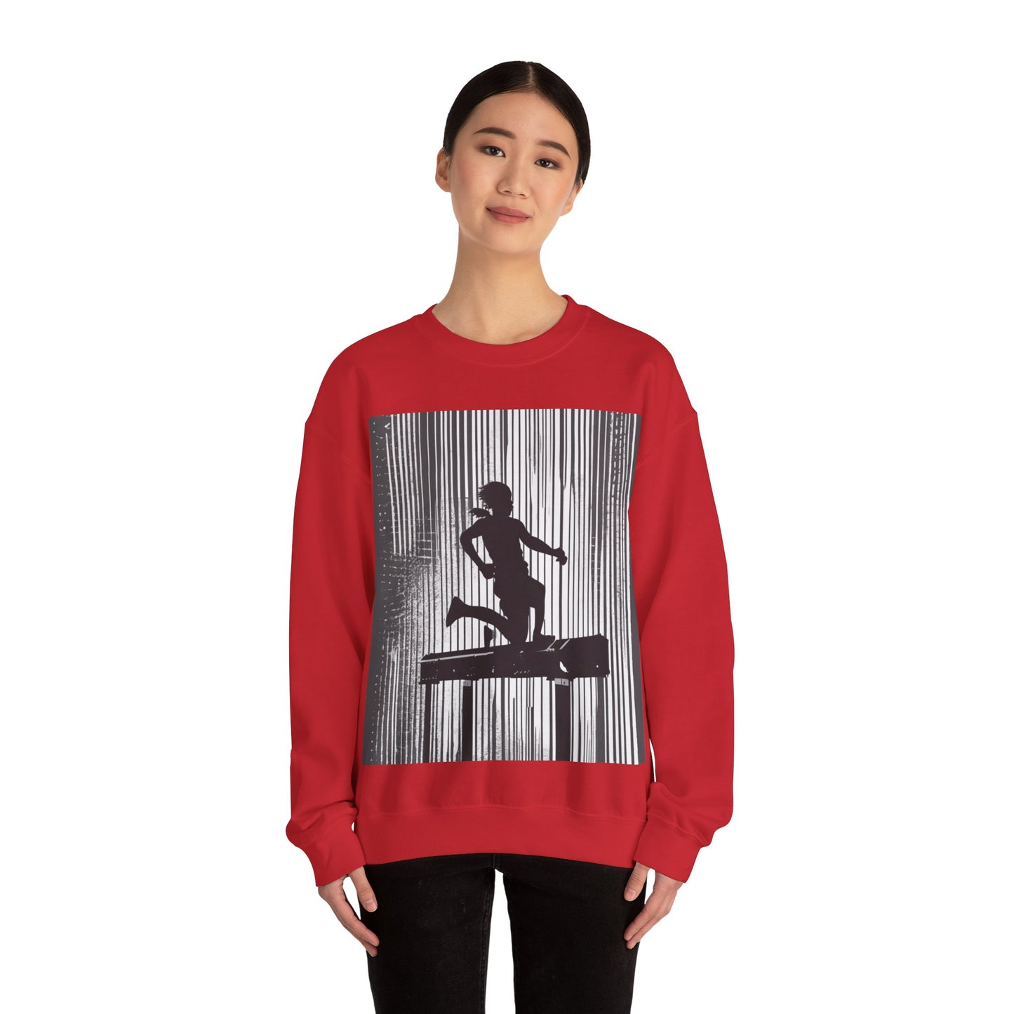 boostlete-am-crew-scene-hurdler-halftone-badge-0956 — Unisex Heavy Blend Crewneck (G18000)