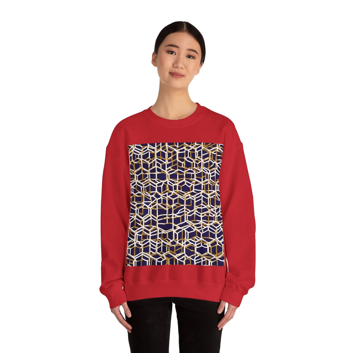 boostlete-am-crew-pattern-hex-industrial-0131 — Unisex Heavy Blend Crewneck Sweatshirt (Gildan)