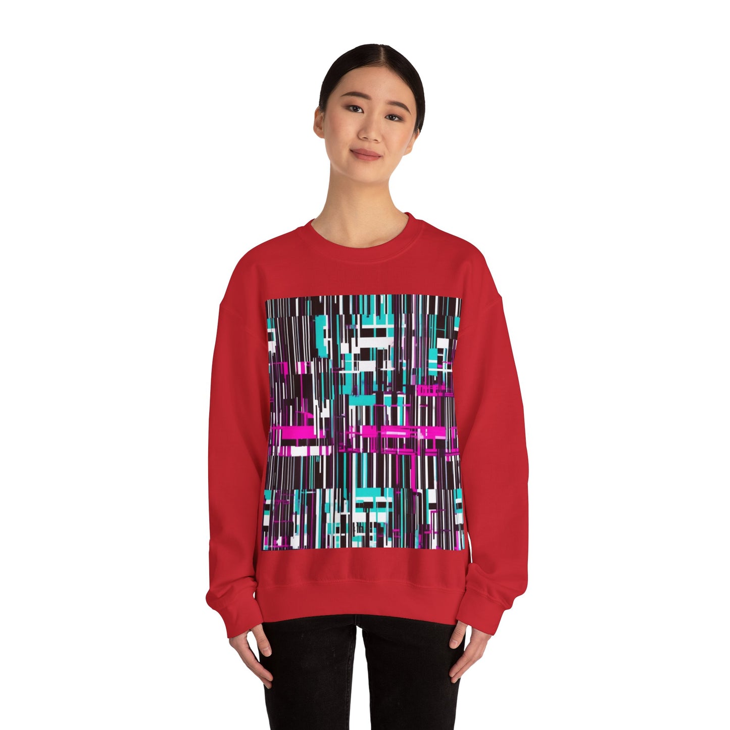 boostlete-am-crew-pattern-barcode-bold-0023 — Unisex Heavy Blend Crewneck Sweatshirt (Gildan)