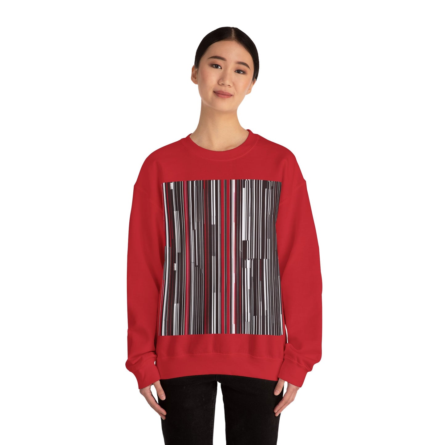 boostlete-am-crew-pattern-barcode-athletic-0911 — Unisex Heavy Blend Crewneck (G18000)