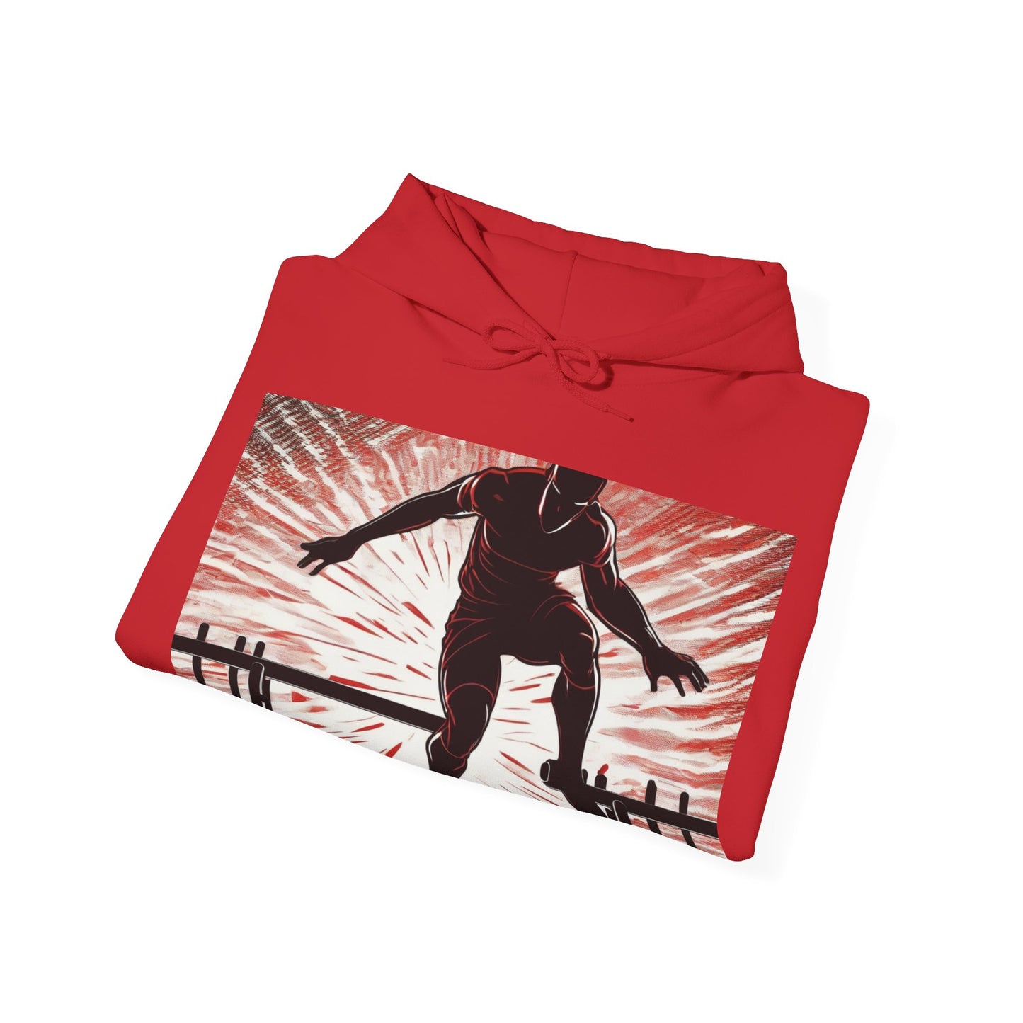 boostlete-recovery-progress-scene-hurdler-halftone-engraved-0212 — Unisex Heavy Blend Hooded Sweatshirt (Gildan)