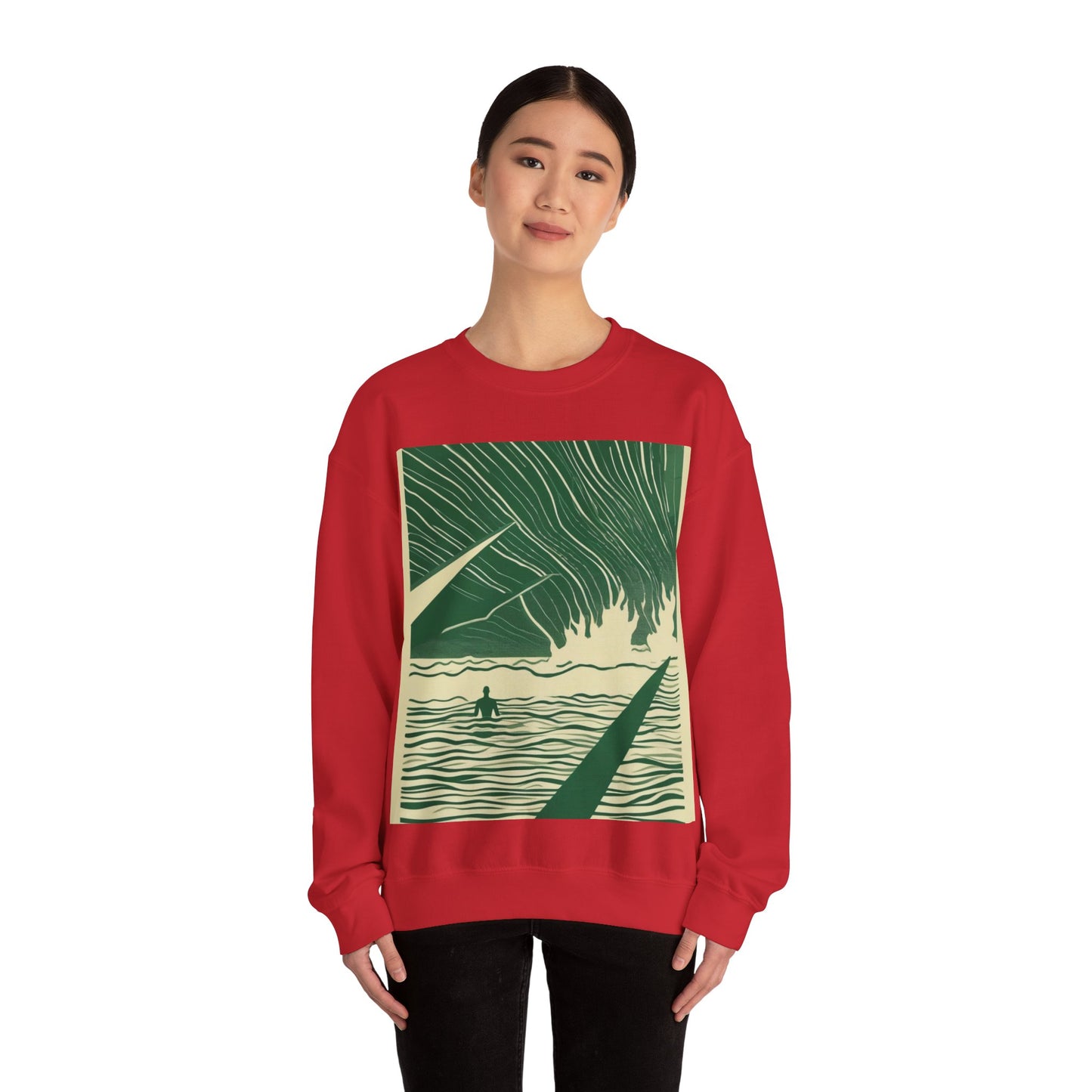 boostlete-mile-by-mile-icon-swimmer-motion-isometric-0078 — Unisex Heavy Blend Crewneck Sweatshirt (Gildan)