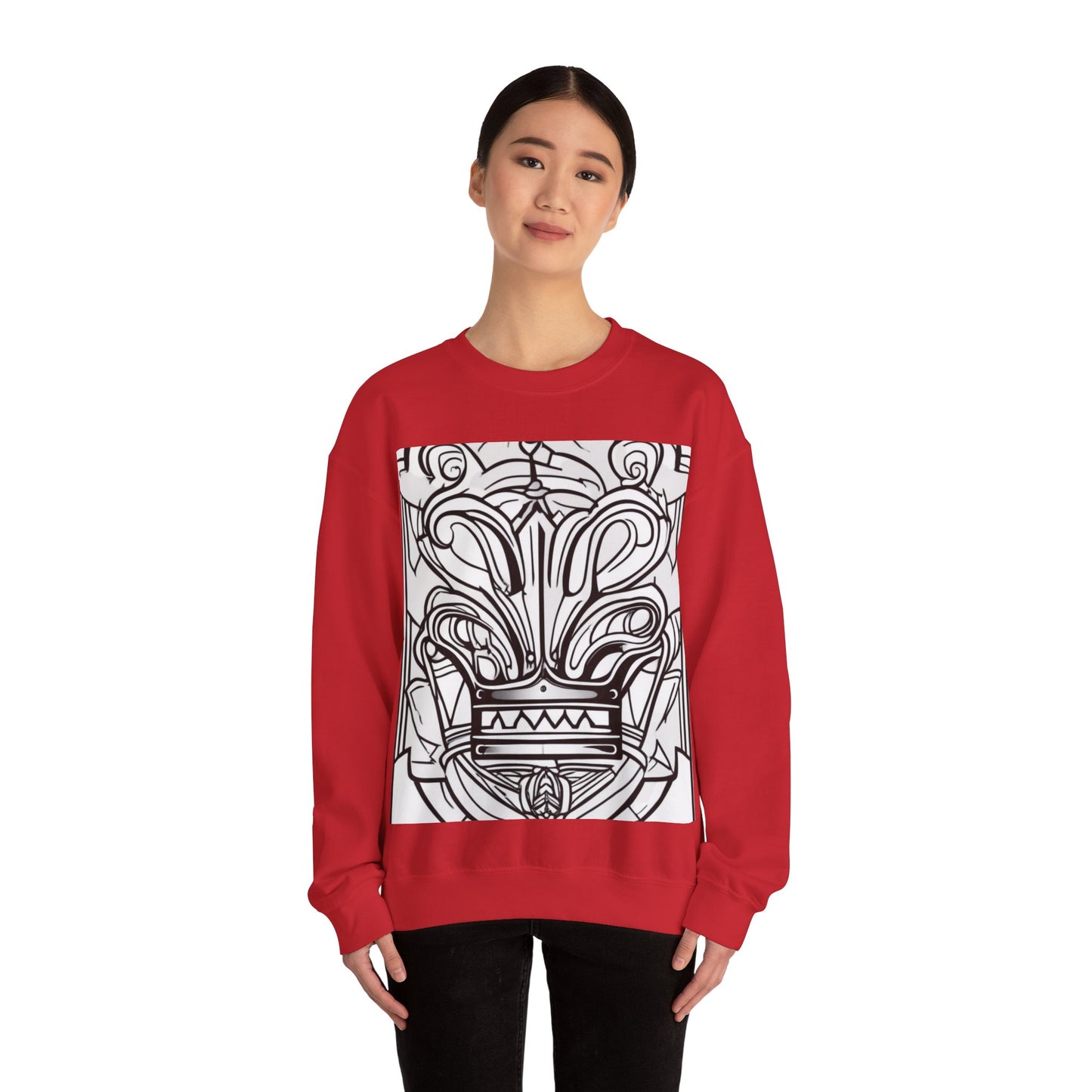 boostlete-boost-mode-icon-crown-offset-line-art-0190 — Unisex Heavy Blend Crewneck Sweatshirt (Gildan)
