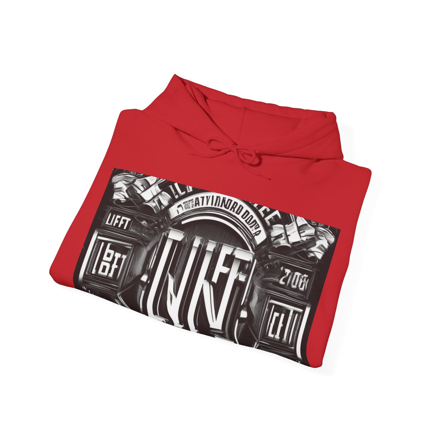 boostlete-am-crew-type-lift-the-standard-banner-engraved-0665 — Unisex Heavy Blend Hoodie (G18500)