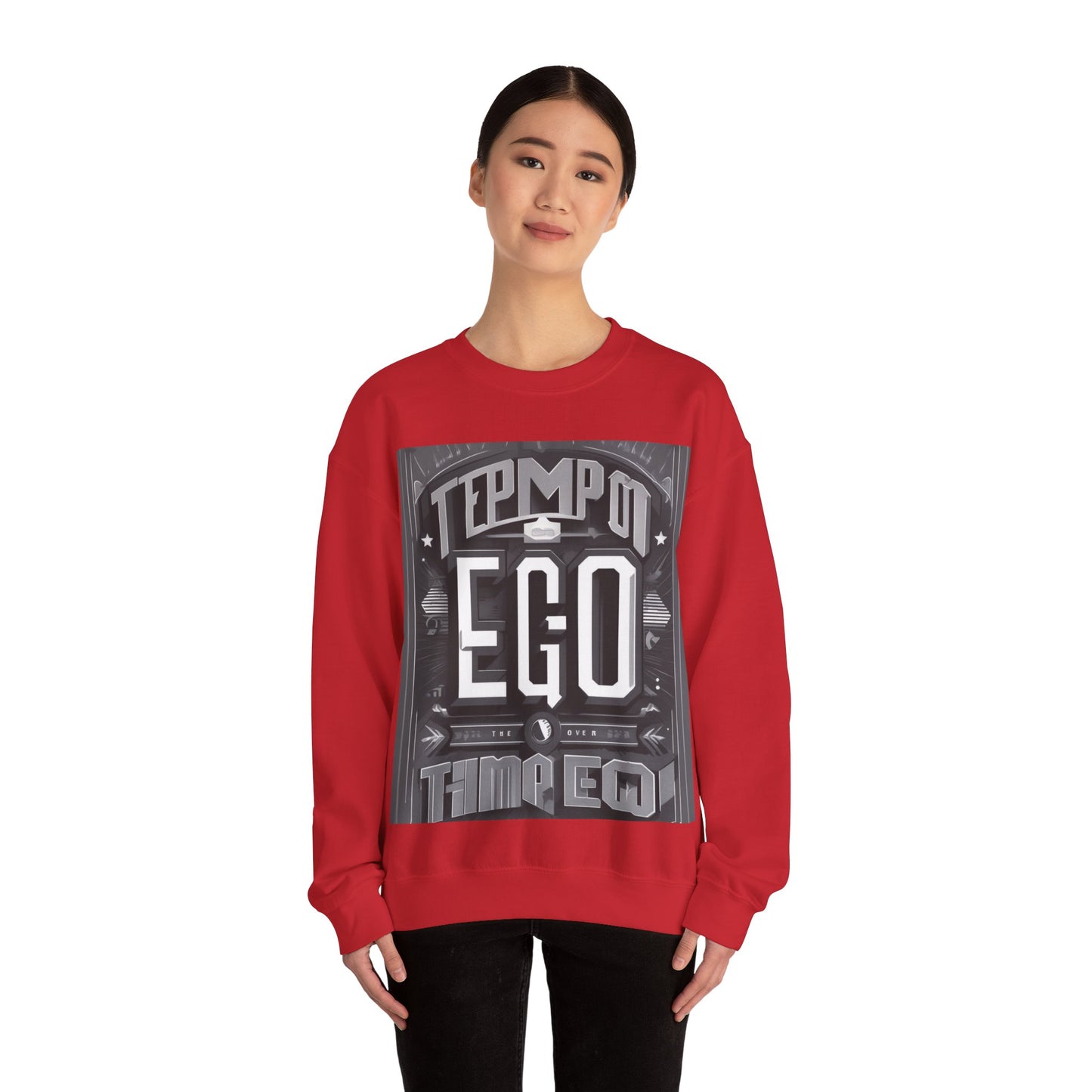 boostlete-mile-by-mile-type-tempo-over-ego-banner-modern-0093 — Unisex Heavy Blend Crewneck Sweatshirt (Gildan)