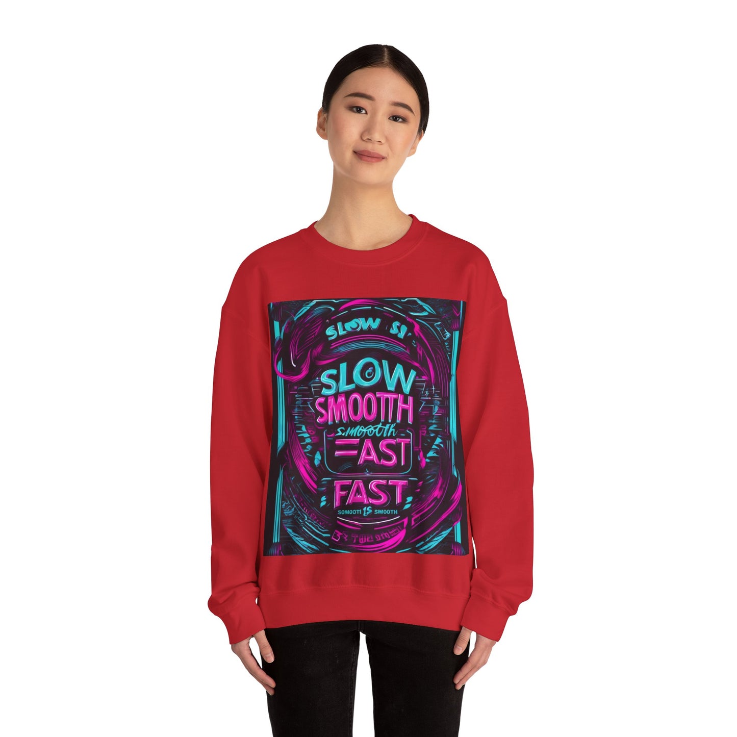boostlete-recovery-progress-type-slow-is-smooth-smooth-is-fast-banner-engraved-0181 — Unisex Heavy Blend Crewneck Sweatshirt (Gildan)