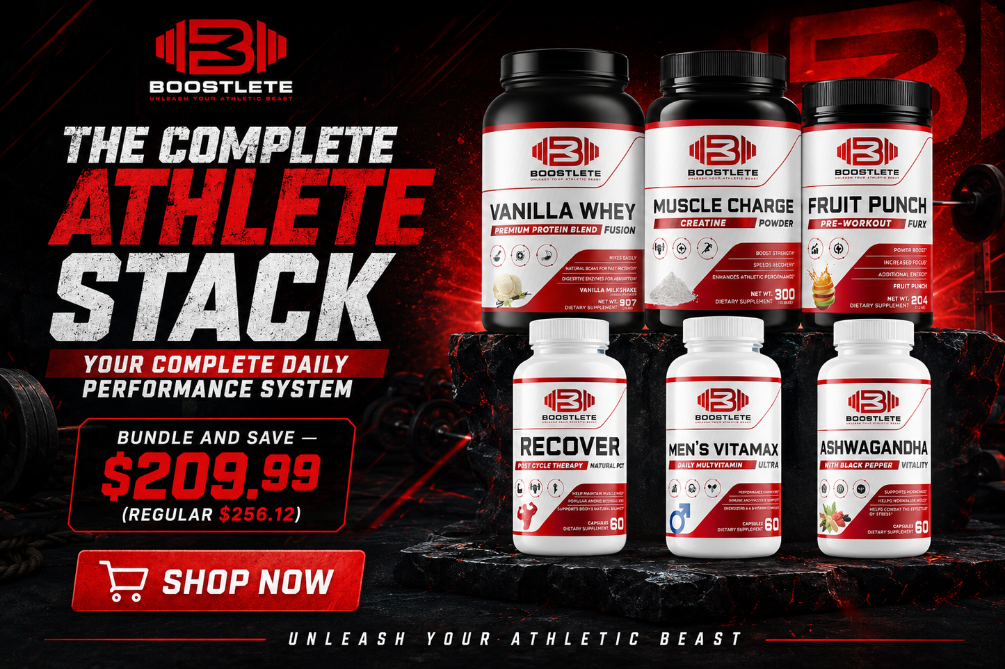 The Complete Athlete Stack — Full Daily Supplement Bundle | Boostlete