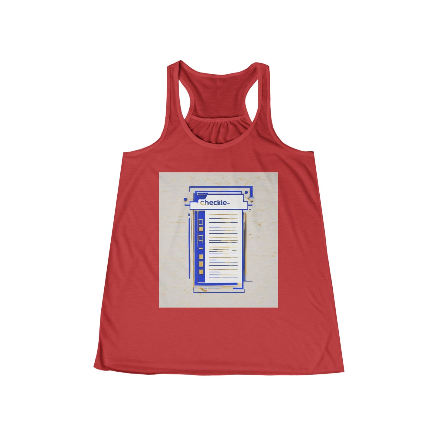 boostlete-am-crew-icon-checklist-glitch-badge-0018 — Women's Flowy Racerback Tank (B+C 8800)