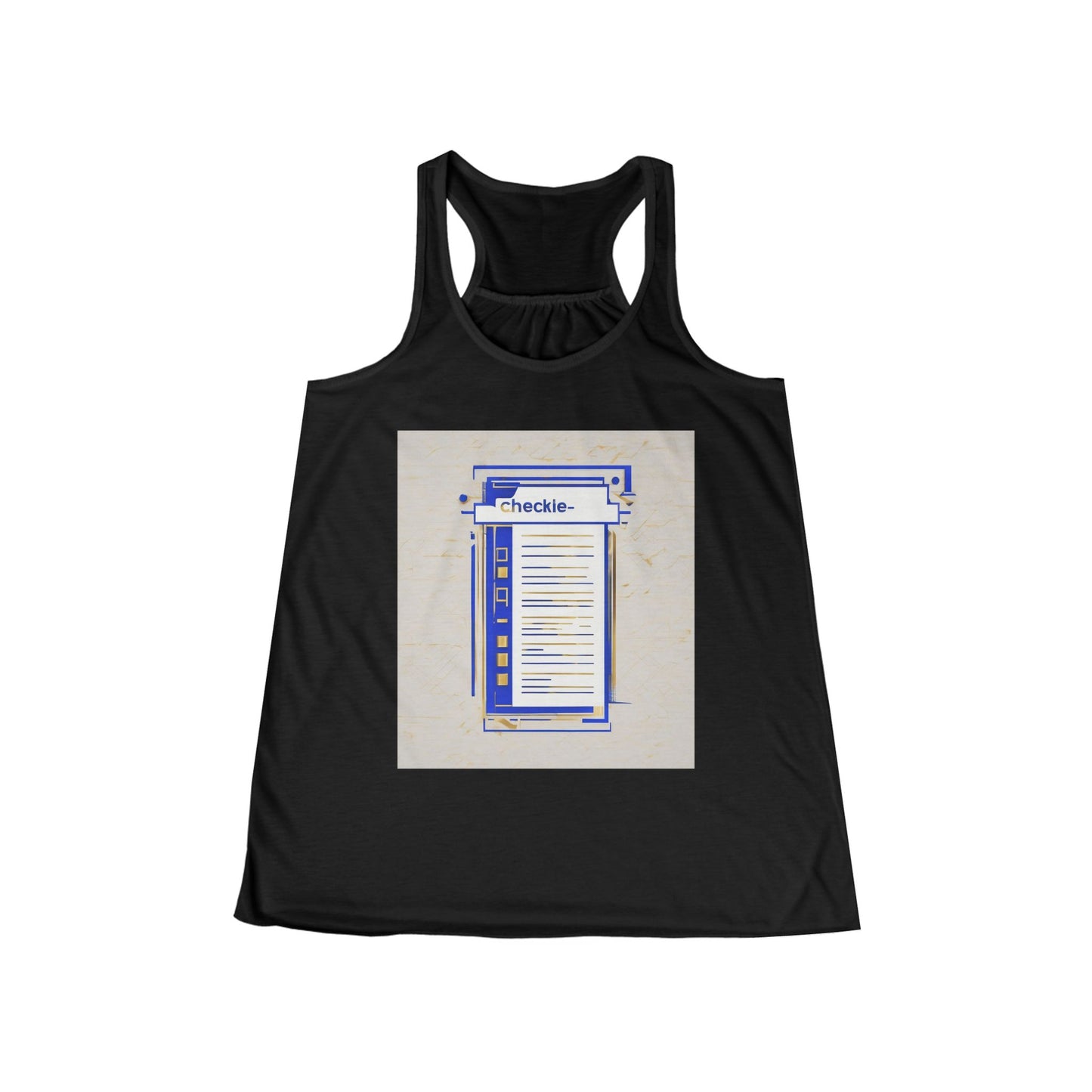 boostlete-am-crew-icon-checklist-glitch-badge-0018 — Women's Flowy Racerback Tank (B+C 8800)