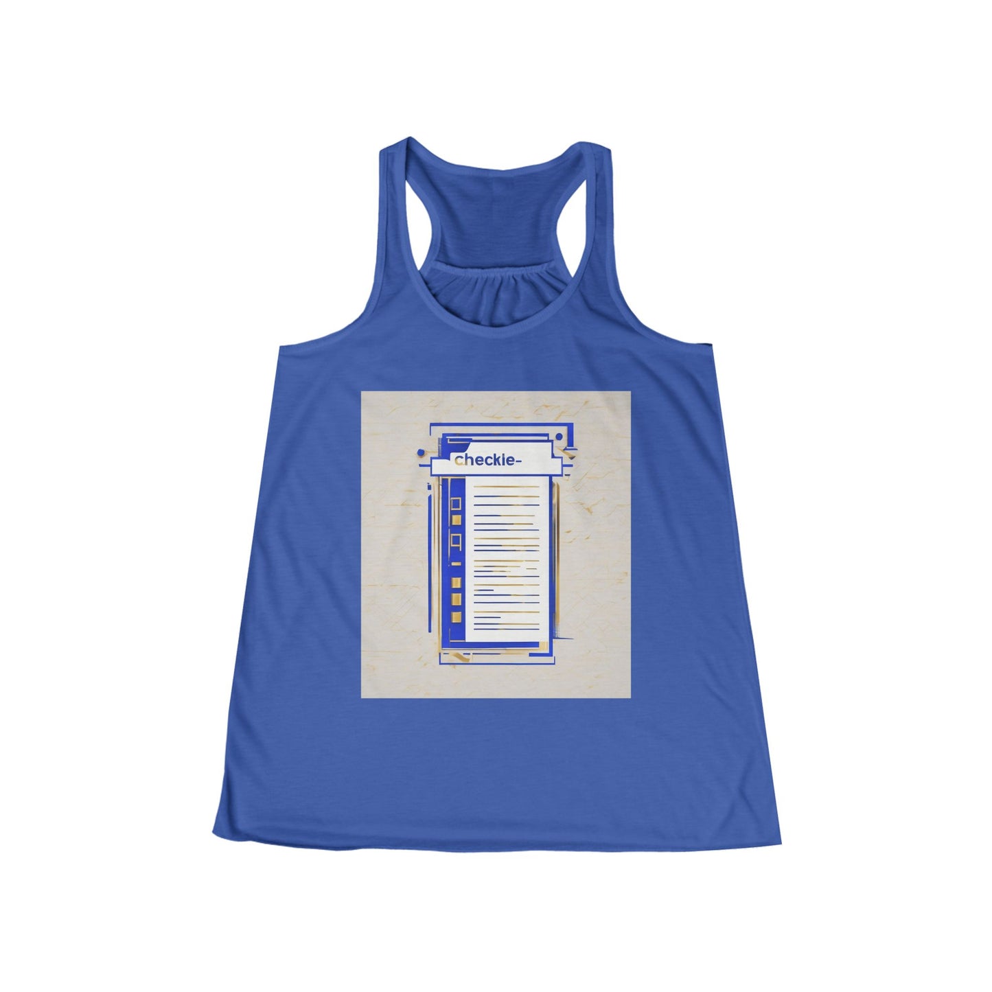 boostlete-am-crew-icon-checklist-glitch-badge-0018 — Women's Flowy Racerback Tank (B+C 8800)