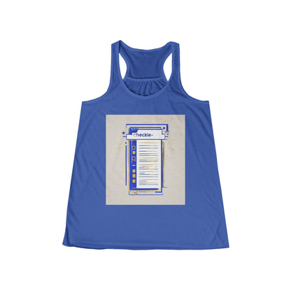 boostlete-am-crew-icon-checklist-glitch-badge-0018 — Women's Flowy Racerback Tank (B+C 8800)