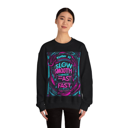 boostlete-recovery-progress-type-slow-is-smooth-smooth-is-fast-banner-engraved-0181 — Unisex Heavy Blend Crewneck Sweatshirt (Gildan)