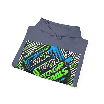 boostlete-am-crew-type-stronger-signals-diagonal-badge-1077 — Unisex Heavy Blend Hoodie (G18500)