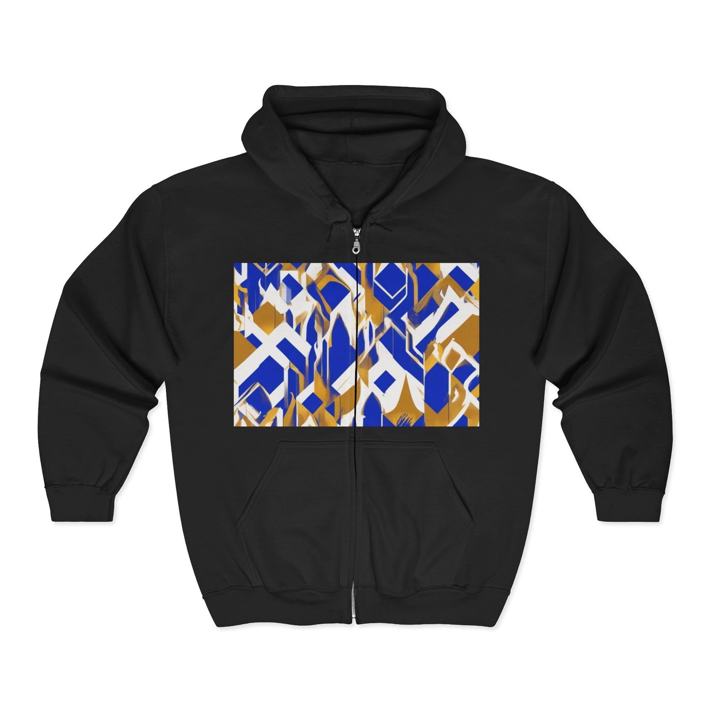 boostlete-field-day-icon-flame-glitch-geometric-0090 — Unisex Heavy Blend Full-Zip Hooded Sweatshirt
