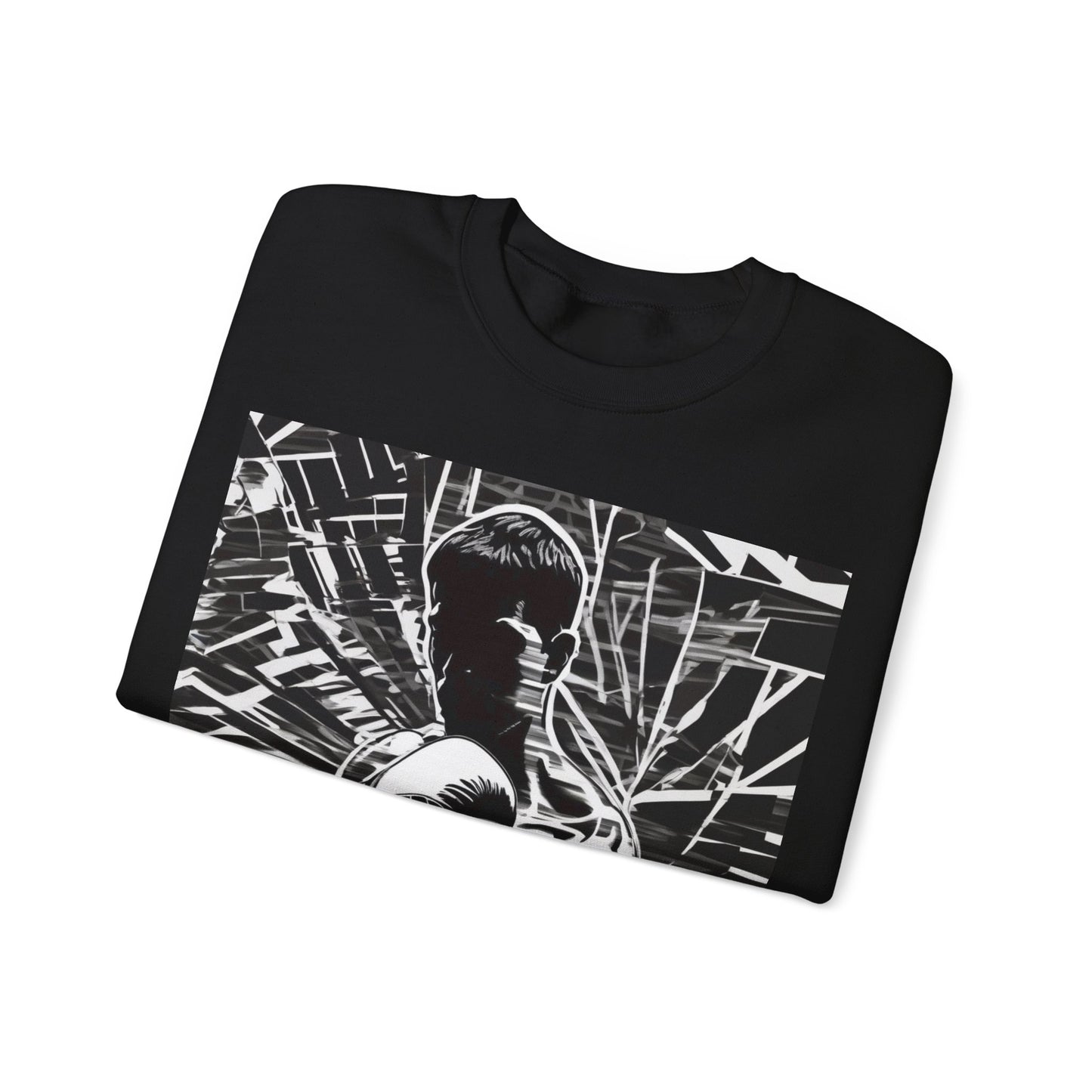 boostlete-boost-mode-scene-boxer-glitch-paper-0084 — Unisex Heavy Blend Crewneck Sweatshirt (Gildan)