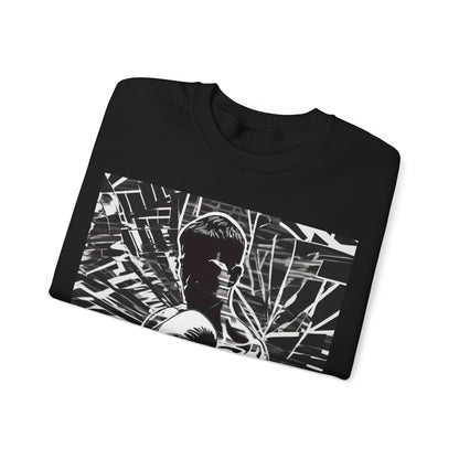 boostlete-boost-mode-scene-boxer-glitch-paper-0084 — Unisex Heavy Blend Crewneck Sweatshirt (Gildan)