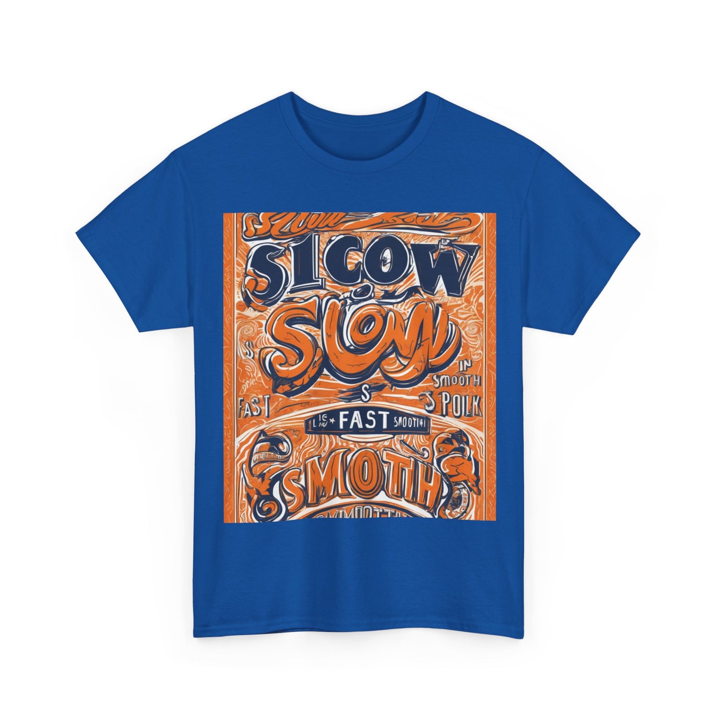 boostlete-rise-grind-type-slow-is-smooth-smooth-is-fast-outline-over-solid-engraved-0025 — Unisex Heavy Cotton Tee (Gildan 5000)