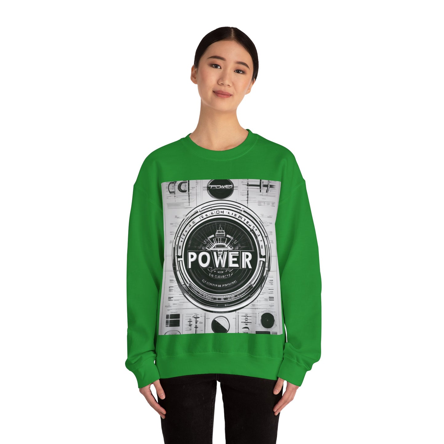 boostlete-boost-mode-type-power-in-quiet-badge-blueprint-0245 — Unisex Heavy Blend Crewneck Sweatshirt (Gildan)