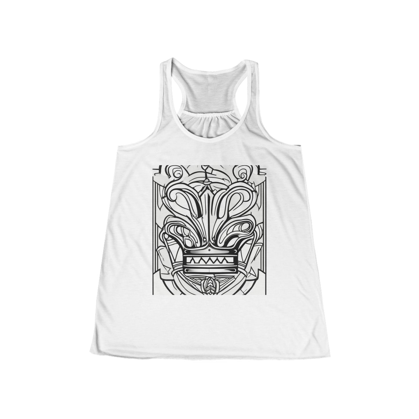 boostlete-boost-mode-icon-crown-offset-line-art-0190 — Women's Flowy Racerback Tank (B+C 8800)