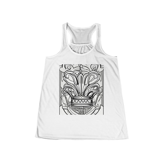 boostlete-boost-mode-icon-crown-offset-line-art-0190 — Women's Flowy Racerback Tank (B+C 8800)