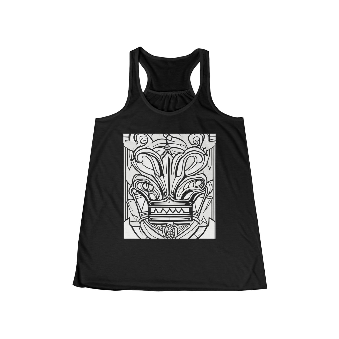boostlete-boost-mode-icon-crown-offset-line-art-0190 — Women's Flowy Racerback Tank (B+C 8800)