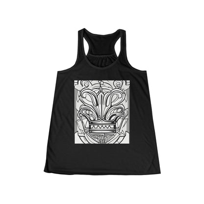 boostlete-boost-mode-icon-crown-offset-line-art-0190 — Women's Flowy Racerback Tank (B+C 8800)