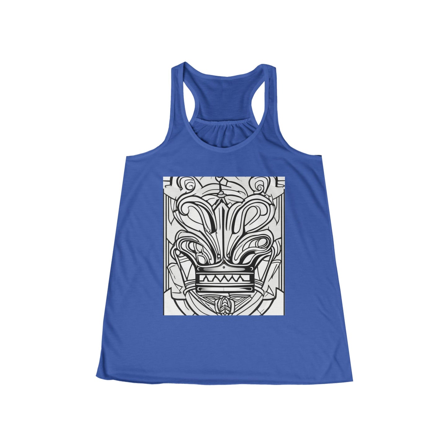 boostlete-boost-mode-icon-crown-offset-line-art-0190 — Women's Flowy Racerback Tank (B+C 8800)