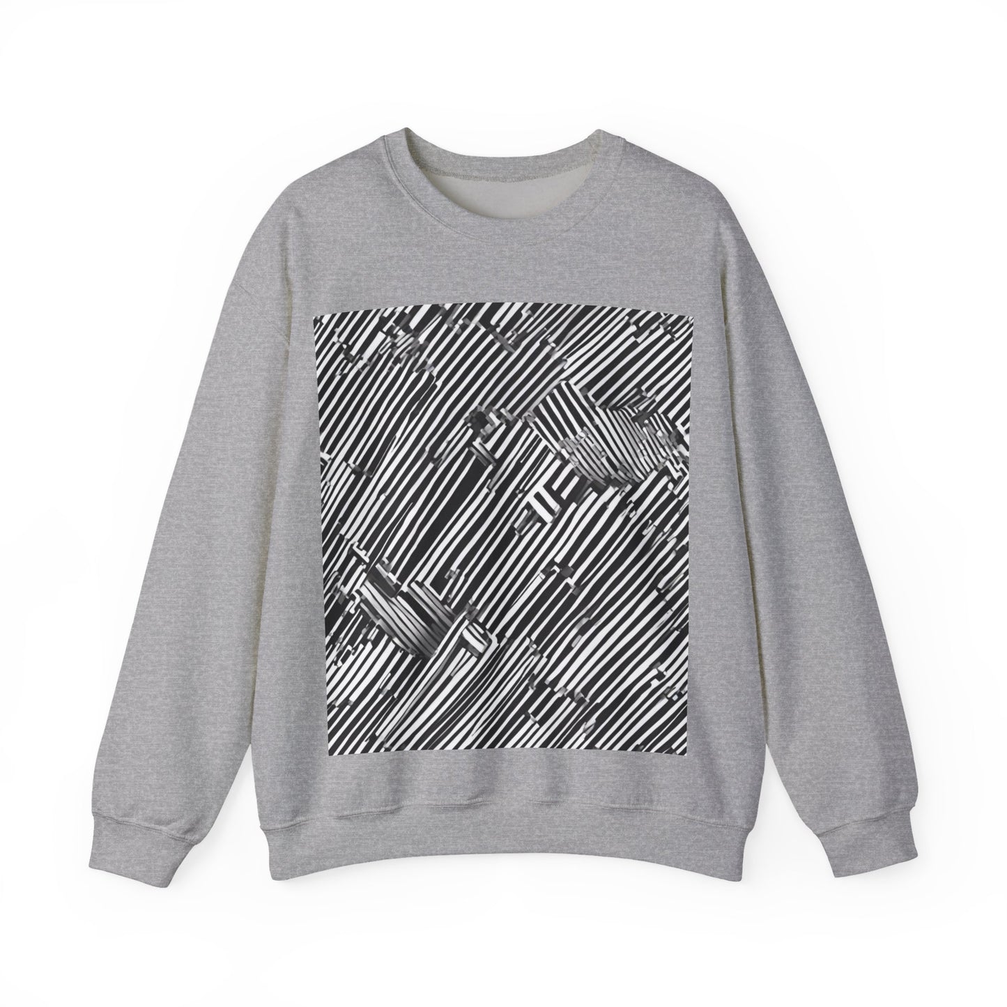 boostlete-mile-by-mile-pattern-barcode-monoline-0059 — Unisex Heavy Blend Crewneck Sweatshirt (Gildan)