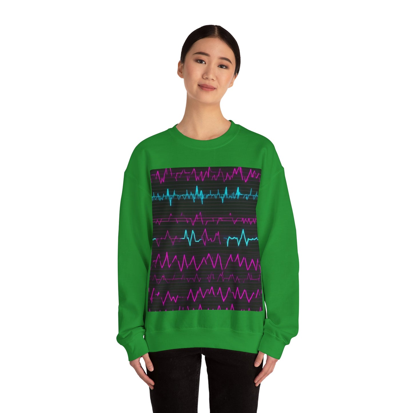 boostlete-boost-mode-pattern-ekg-modern-0111 — Unisex Heavy Blend Crewneck Sweatshirt (Gildan)