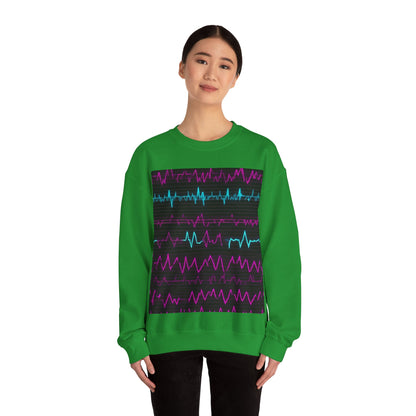boostlete-boost-mode-pattern-ekg-modern-0111 — Unisex Heavy Blend Crewneck Sweatshirt (Gildan)