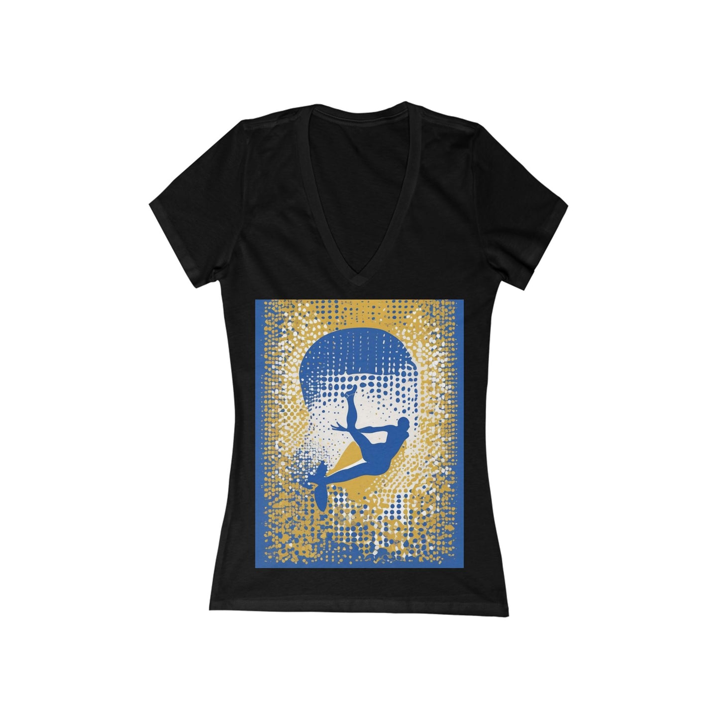 boostlete-field-day-icon-swimmer-halftone-paper-0246 — Women's Deep V-Neck Tee (B+C 6035)