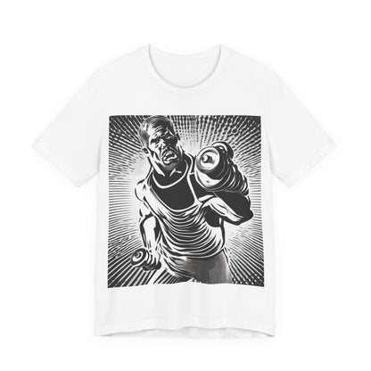 boostlete-pr-season-scene-lunge-halftone-engraved-0096 — Unisex Jersey Short Sleeve (B+C 3001)