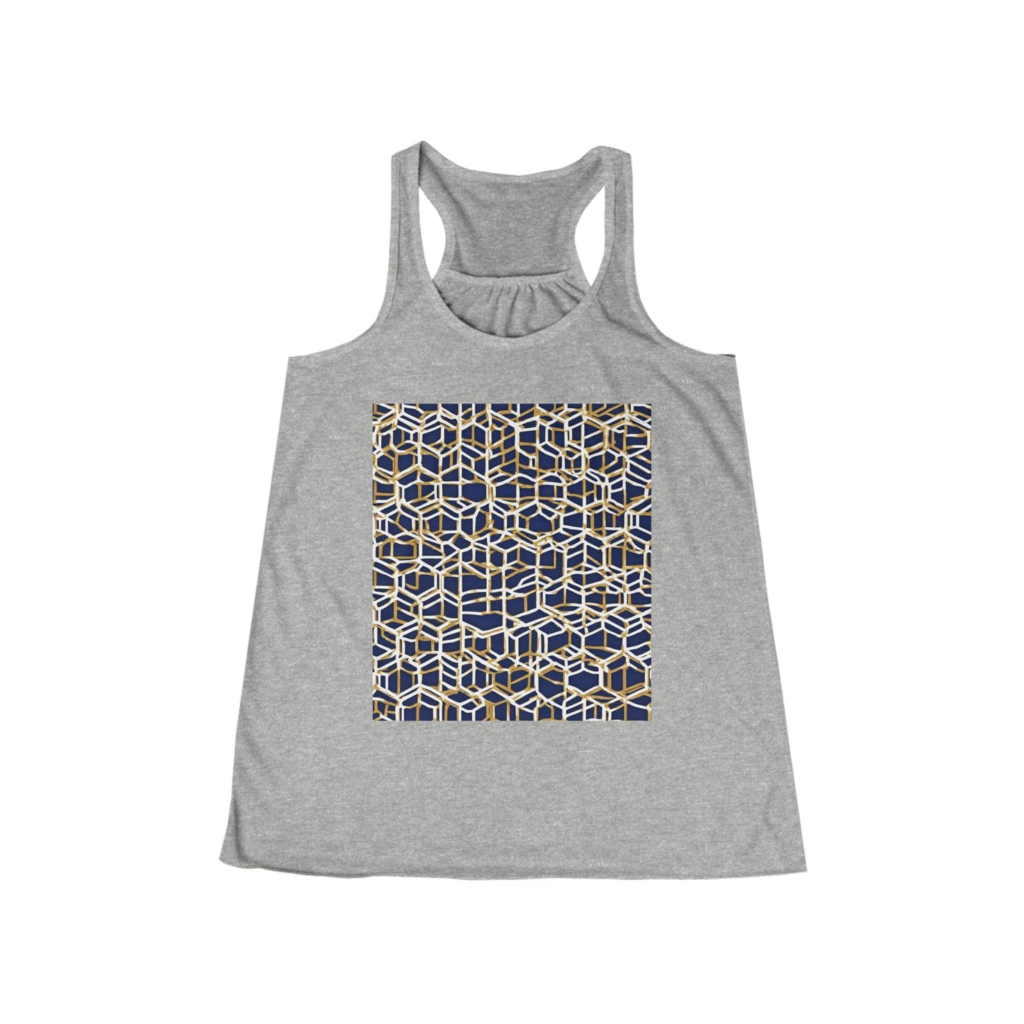 boostlete-am-crew-pattern-hex-industrial-0131 — Women's Flowy Racerback Tank (B+C 8800)
