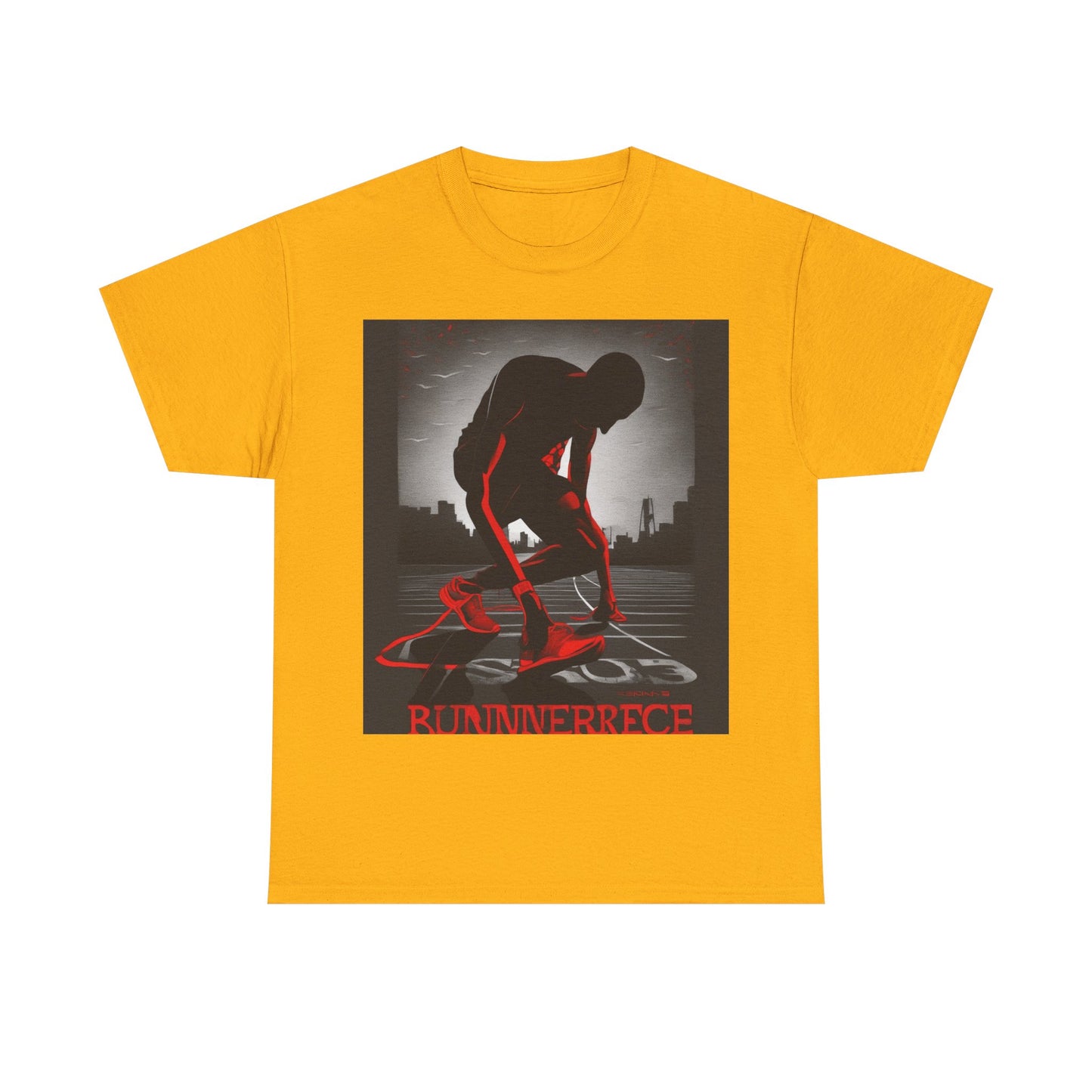 boostlete-mile-by-mile-scene-runner-grainy-bold-0168 — Unisex Heavy Cotton Tee (Gildan 5000)