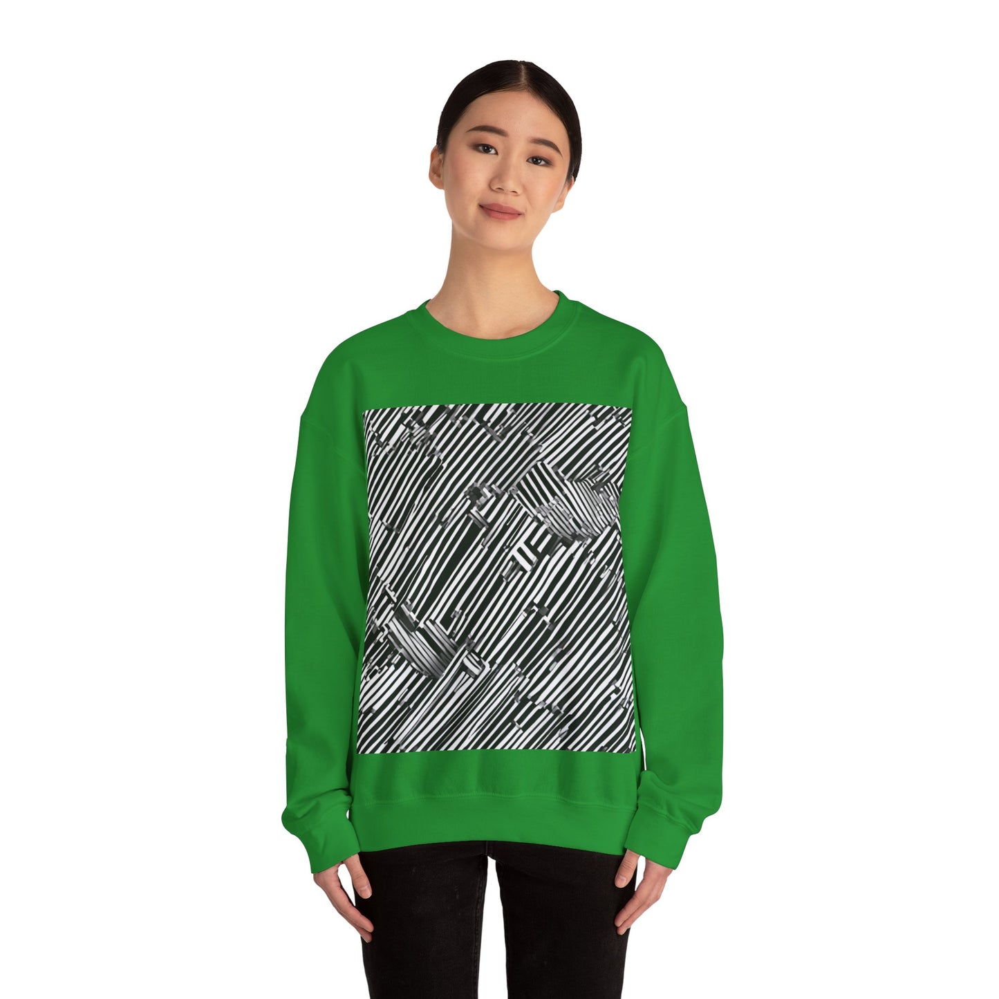 boostlete-mile-by-mile-pattern-barcode-monoline-0059 — Unisex Heavy Blend Crewneck Sweatshirt (Gildan)
