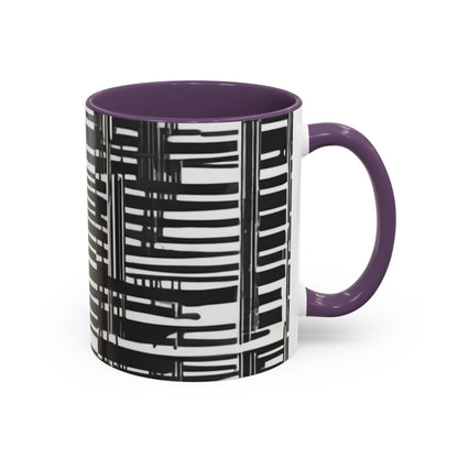 boostlete-iron-intent-pattern-barcode-line-art-0599 — Accent Mug 11/15oz