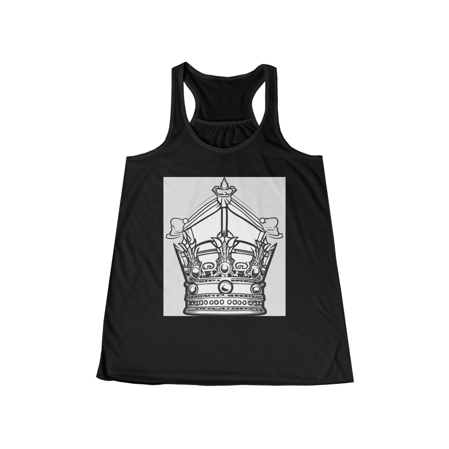 boostlete-quiet-power-icon-crown-outline-badge-0130 — Women's Flowy Racerback Tank (B+C 8800)