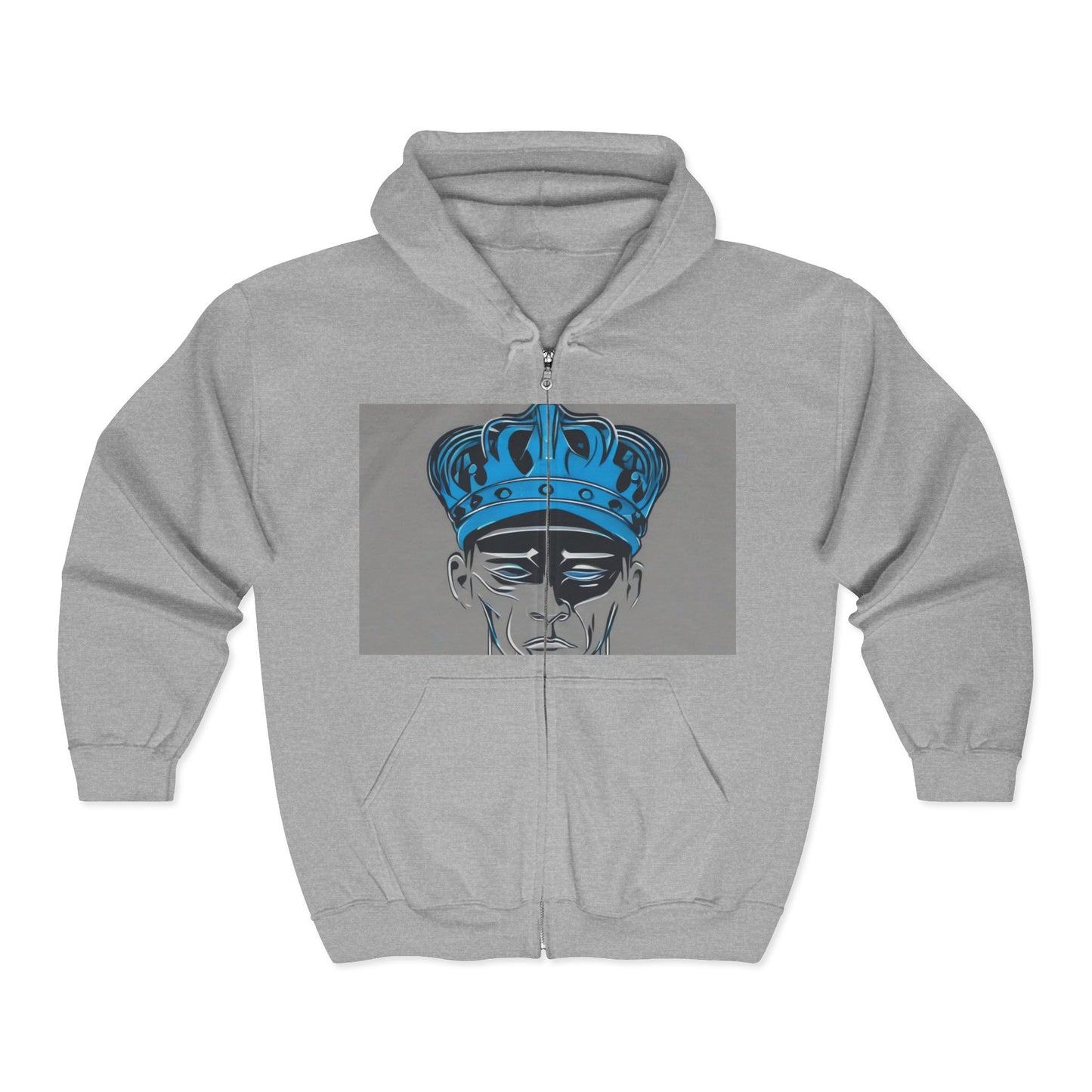boostlete-am-crew-icon-crown-grainy-monoline-0022 — Unisex Heavy Blend Full-Zip Hooded Sweatshirt