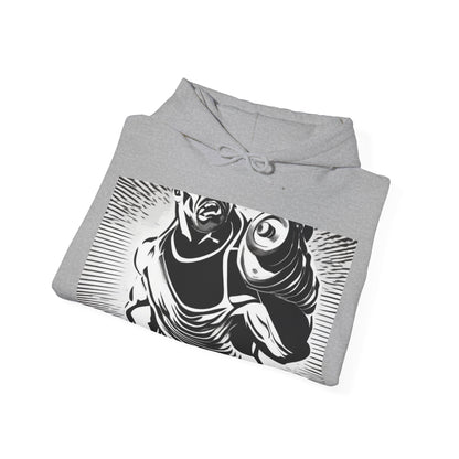 boostlete-pr-season-scene-lunge-halftone-engraved-0096 — Unisex Heavy Blend Hooded Sweatshirt (Gildan)