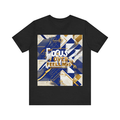 boostlete-am-crew-type-focus-over-feelings-banner-geometric-0169 — Unisex Jersey Short Sleeve (B+C 3001)