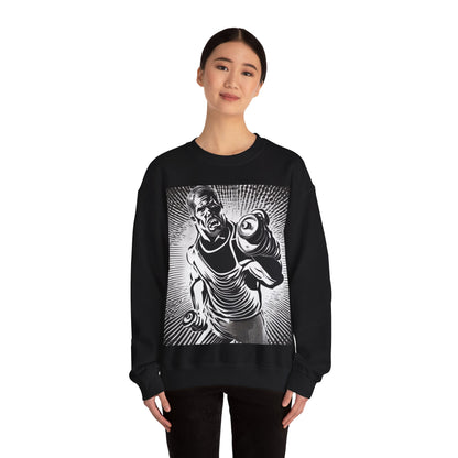 boostlete-pr-season-scene-lunge-halftone-engraved-0096 — Unisex Heavy Blend Crewneck Sweatshirt (Gildan)