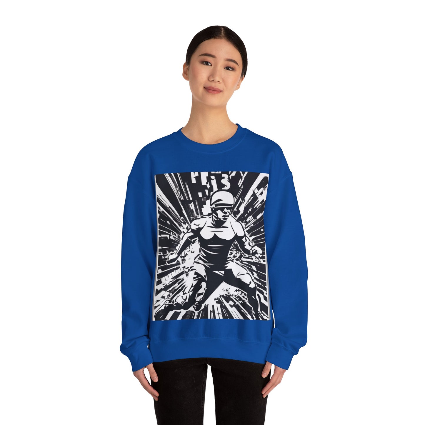 boostlete-field-day-scene-sprinter-halftone-bold-0148 — Unisex Heavy Blend Crewneck Sweatshirt (Gildan)