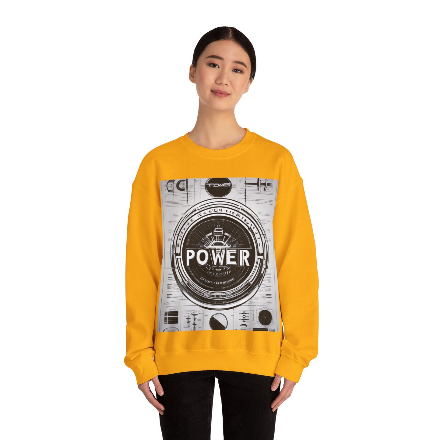 boostlete-boost-mode-type-power-in-quiet-badge-blueprint-0245 — Unisex Heavy Blend Crewneck Sweatshirt (Gildan)
