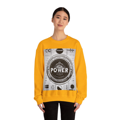 boostlete-boost-mode-type-power-in-quiet-badge-blueprint-0245 — Unisex Heavy Blend Crewneck Sweatshirt (Gildan)