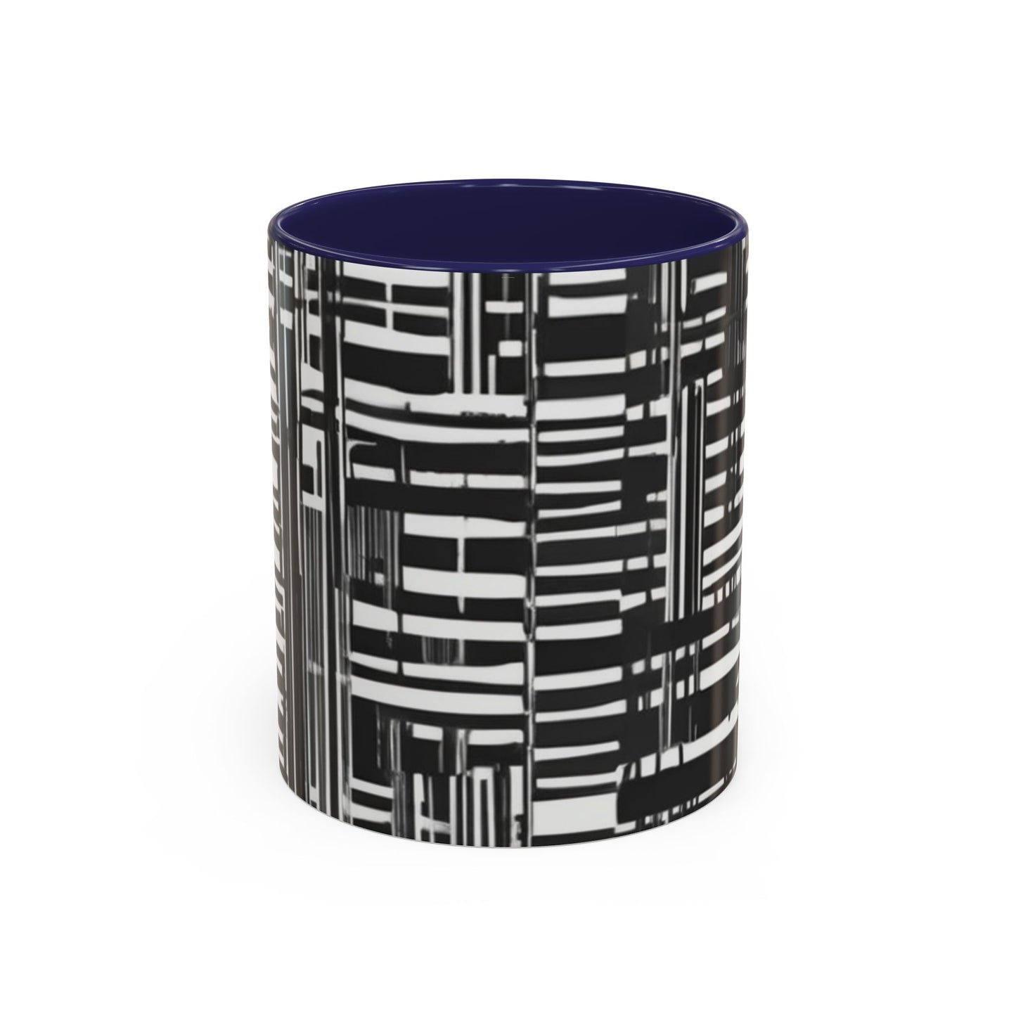 boostlete-iron-intent-pattern-barcode-line-art-0599 — Accent Mug 11/15oz