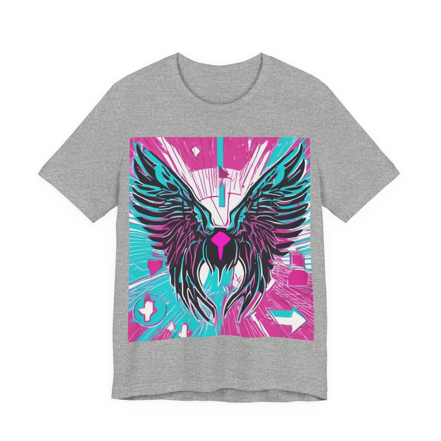 boostlete-am-crew-icon-wings-outline-line-art-0282 — Unisex Jersey Short Sleeve (B+C 3001)