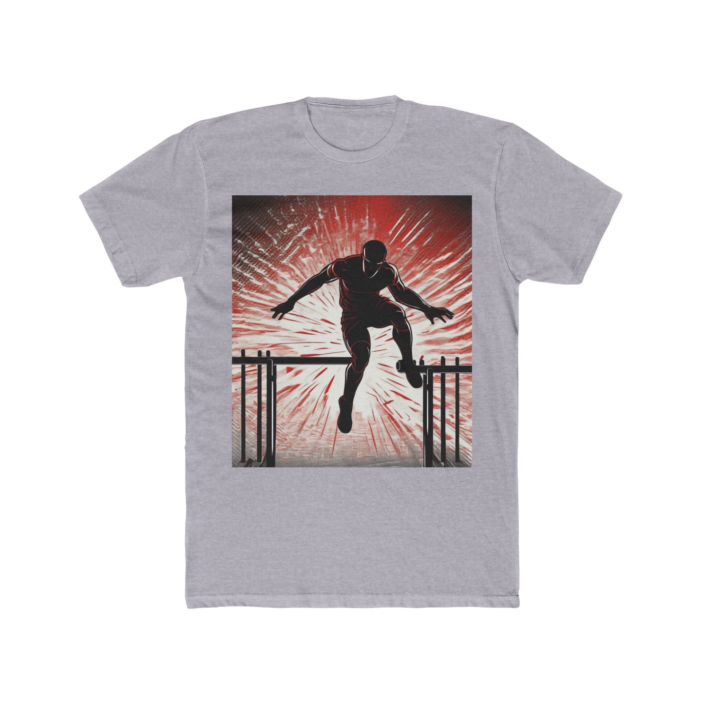 boostlete-recovery-progress-scene-hurdler-halftone-engraved-0212 — Unisex Cotton Crew Tee (NL 3600)