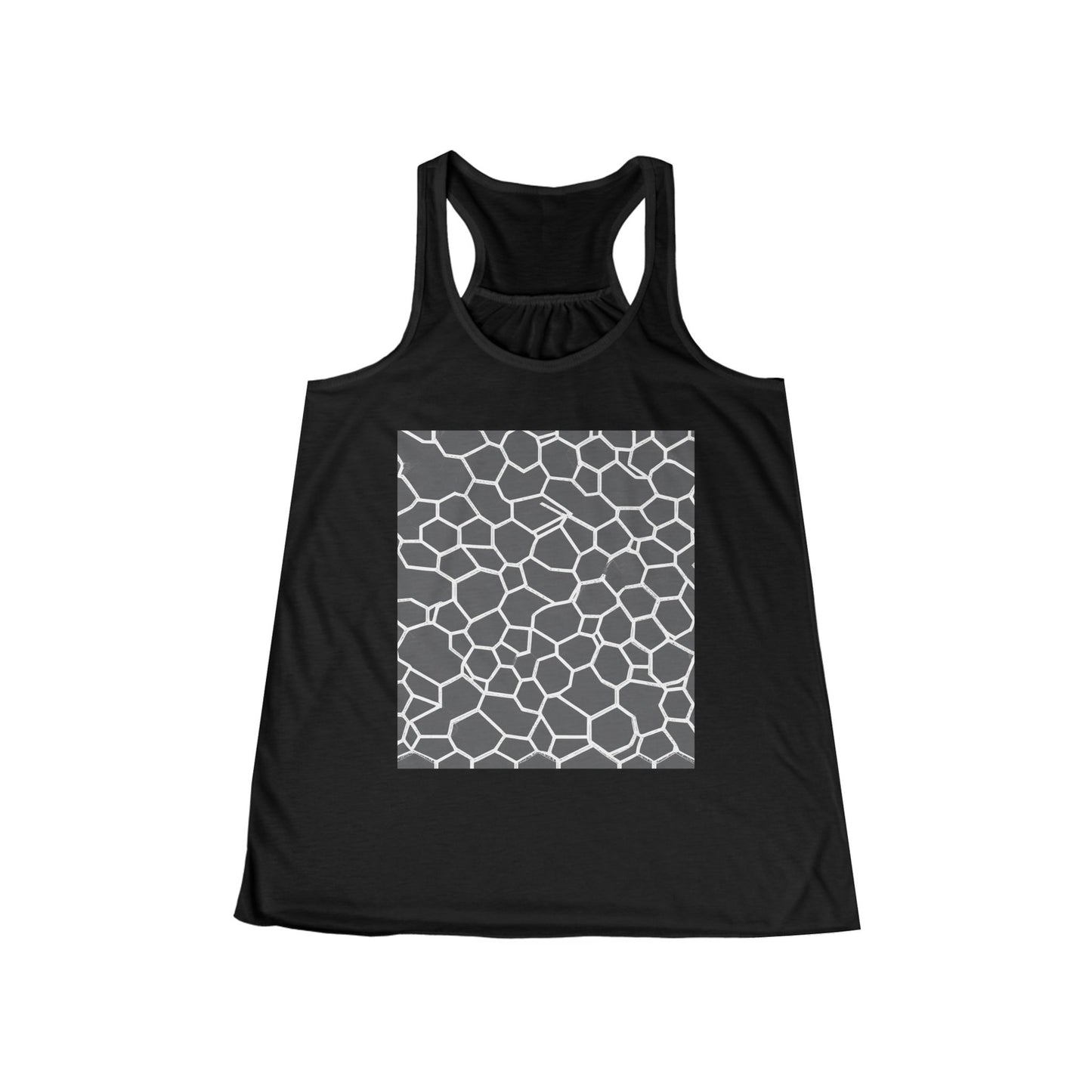 boostlete-iron-intent-pattern-hex-blueprint-0063 — Women's Flowy Racerback Tank (B+C 8800)