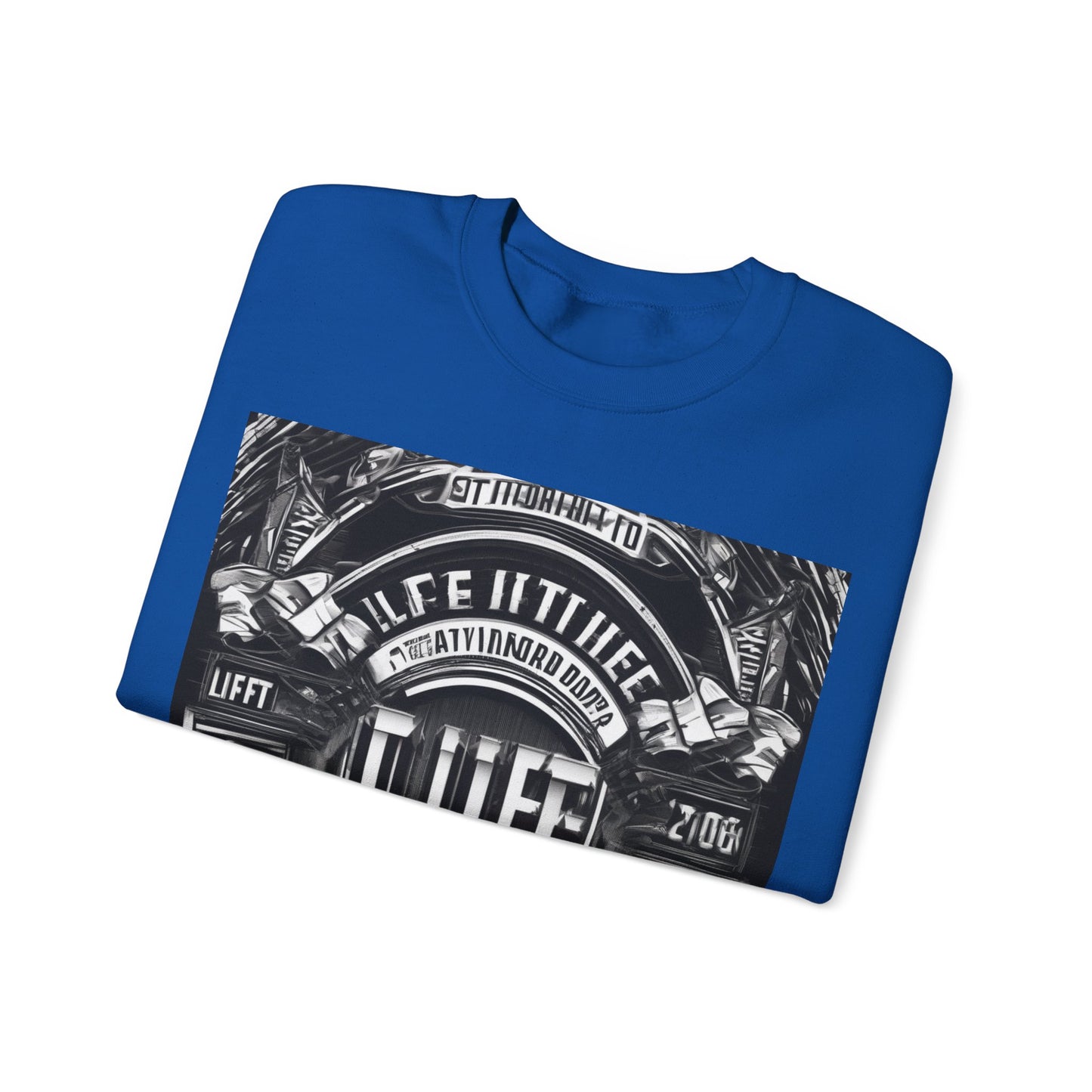 boostlete-am-crew-type-lift-the-standard-banner-engraved-0665 — Unisex Heavy Blend Crewneck (G18000)